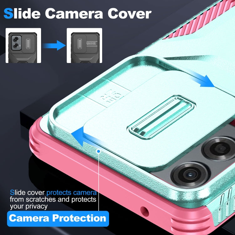 For Motorola Moto G Stylus 5G 2024 Sliding Camshield Phone Case(Grey Green + Pink) by buy2fix