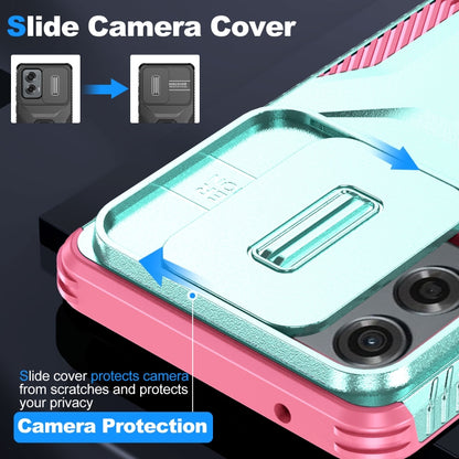 For Motorola Moto G Stylus 5G 2024 Sliding Camshield Phone Case(Grey Green + Pink) by buy2fix