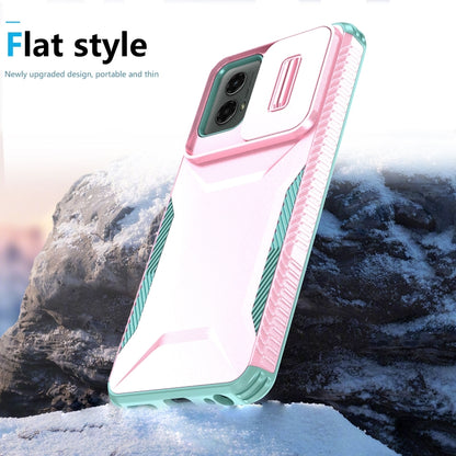 For Motorola Moto G 5G 2024 Sliding Camshield Phone Case(Pink + Grey Green) by buy2fix