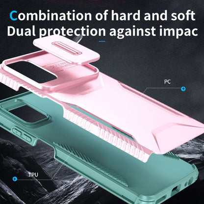 For Motorola Moto G 5G 2024 Sliding Camshield Phone Case(Pink + Grey Green) by buy2fix