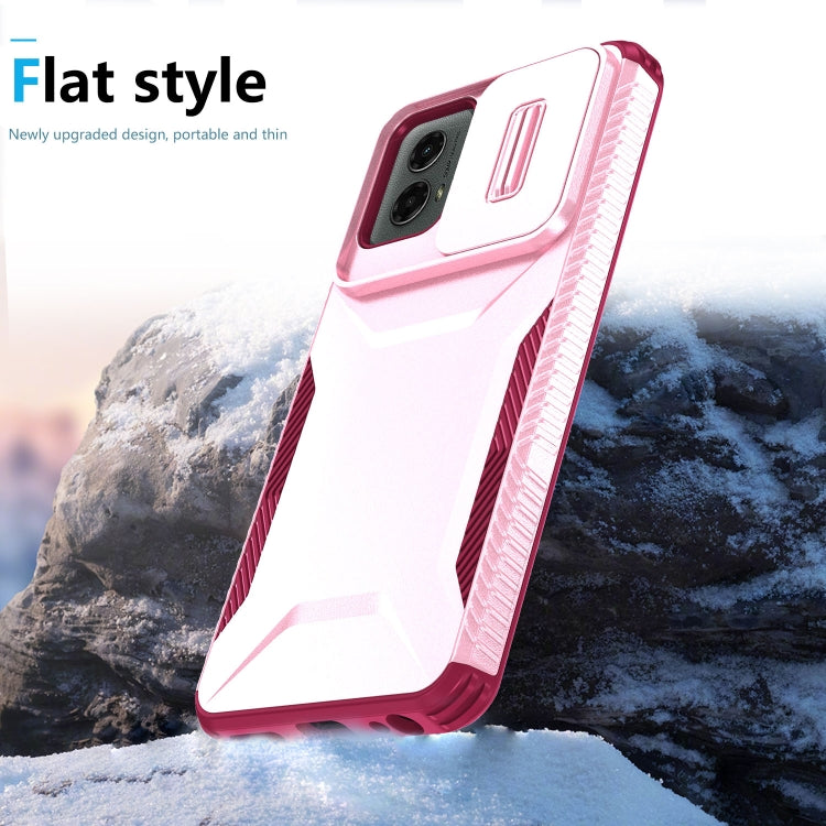 For Motorola Moto G 5G 2024 Sliding Camshield Phone Case(Pink + Rose Red) by buy2fix