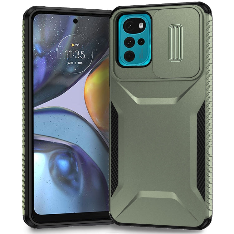 For Motorola Moto G22 2024 Sliding Camshield Phone Case(Alpine Green) by buy2fix