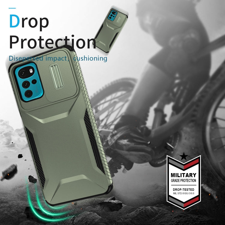 For Motorola Moto G22 2024 Sliding Camshield Phone Case(Alpine Green) by buy2fix