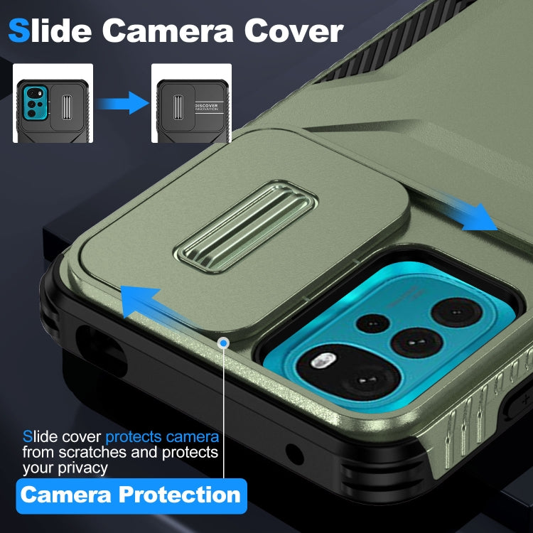 For Motorola Moto G22 2024 Sliding Camshield Phone Case(Alpine Green) by buy2fix
