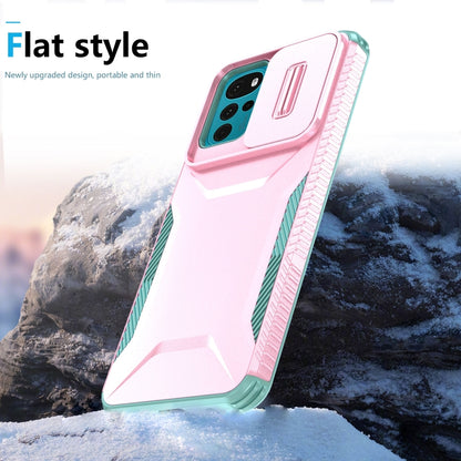 For Motorola Moto G22 2024 Sliding Camshield Phone Case(Pink + Grey Green) by buy2fix