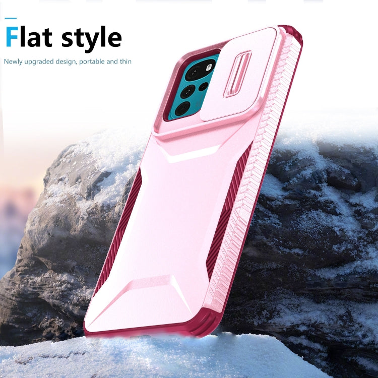 For Motorola Moto G22 2024 Sliding Camshield Phone Case(Pink + Rose Red) by buy2fix