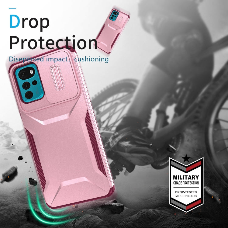 For Motorola Moto G22 2024 Sliding Camshield Phone Case(Pink + Rose Red) by buy2fix