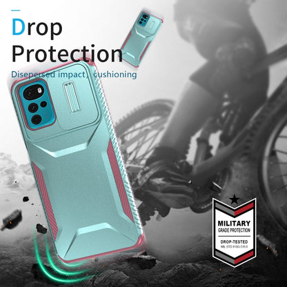 For Motorola Moto G22 2024 Sliding Camshield Phone Case(Grey Green + Pink) by buy2fix