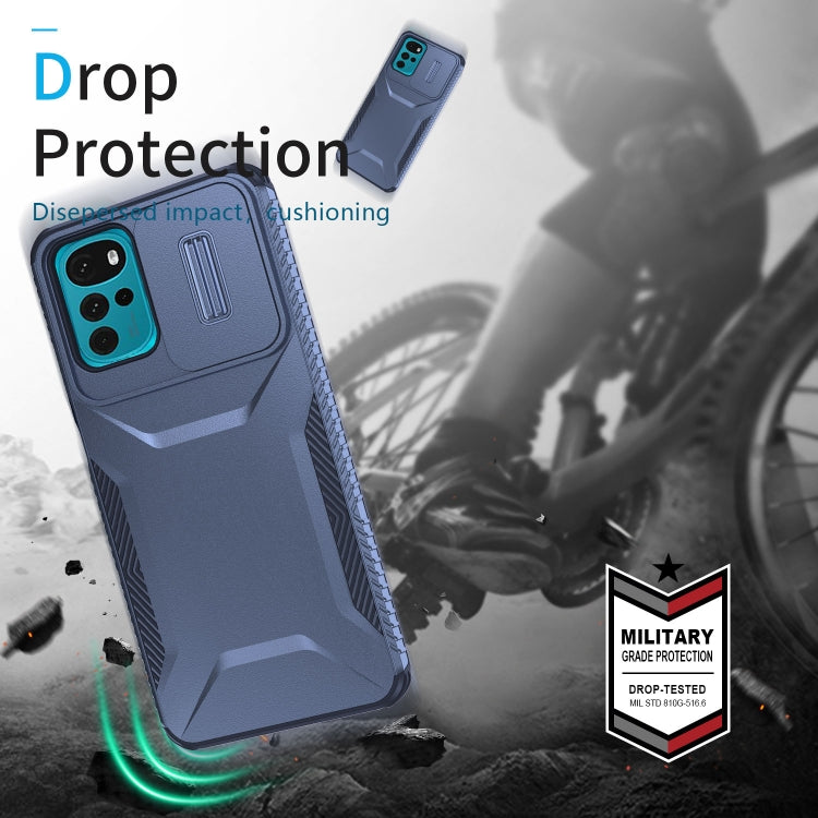 For Motorola Moto G22 2024 Sliding Camshield Phone Case(Blue) by buy2fix