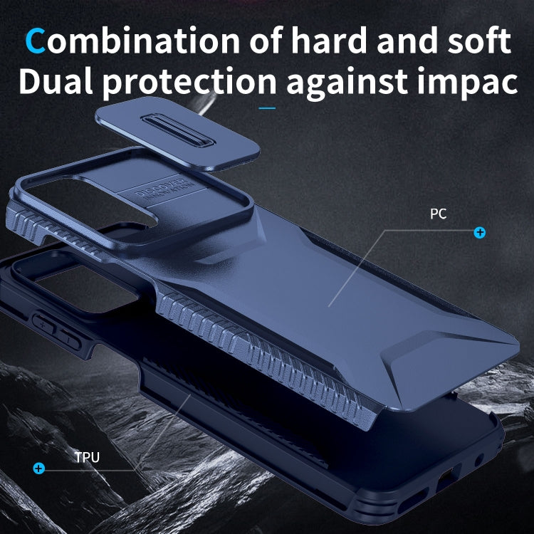 For Motorola Moto G22 2024 Sliding Camshield Phone Case(Blue) by buy2fix