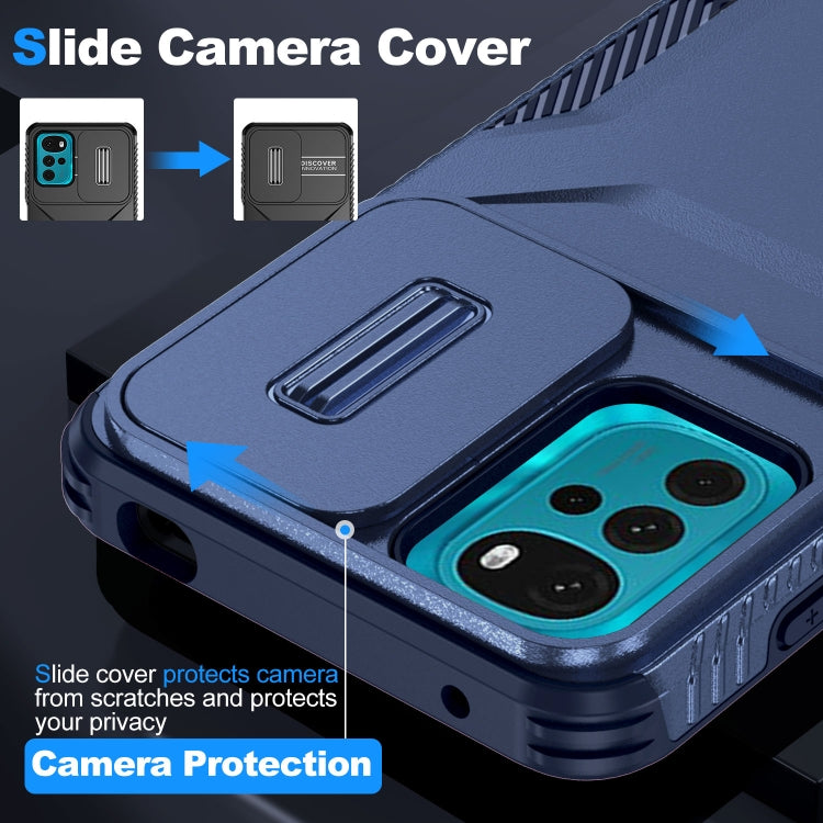 For Motorola Moto G22 2024 Sliding Camshield Phone Case(Blue) by buy2fix