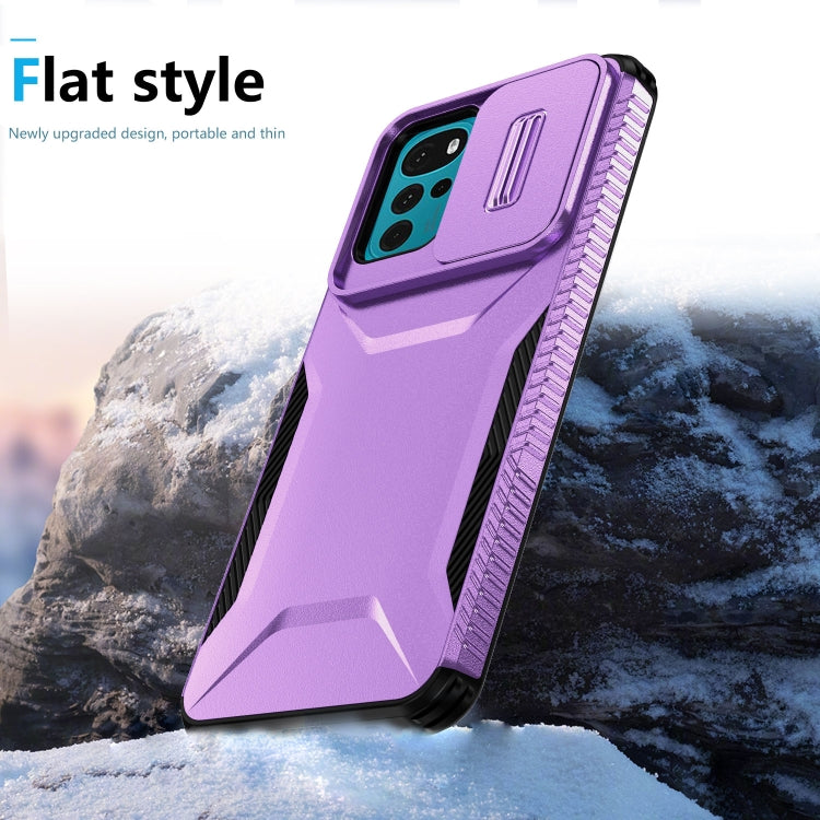 For Motorola Moto G22 2024 Sliding Camshield Phone Case(Purple) by buy2fix