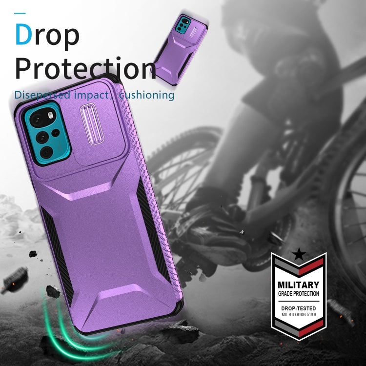 For Motorola Moto G22 2024 Sliding Camshield Phone Case(Purple) by buy2fix