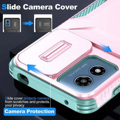 For Motorola Moto G Play 4G 2024 Sliding Camshield Phone Case(Pink + Grey Green) by buy2fix