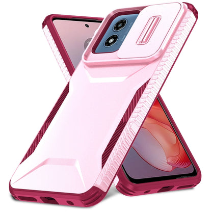 For Motorola Moto G Play 4G 2024 Sliding Camshield Phone Case(Pink + Rose Red) by buy2fix