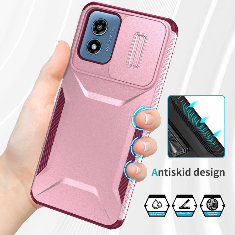 For Motorola Moto G Play 4G 2024 Sliding Camshield Phone Case(Pink + Rose Red) by buy2fix