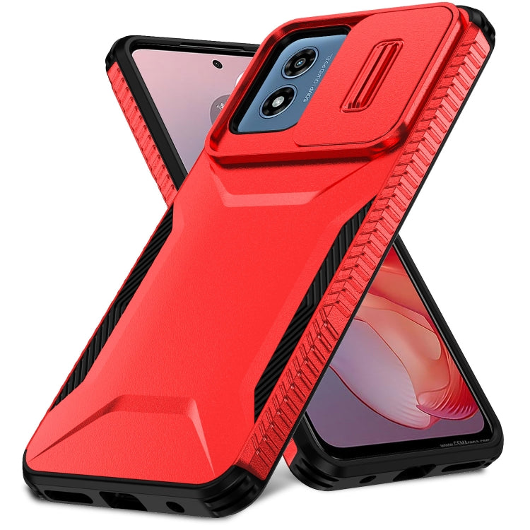 For Motorola Moto G Play 4G 2024 Sliding Camshield Phone Case(Red) by buy2fix