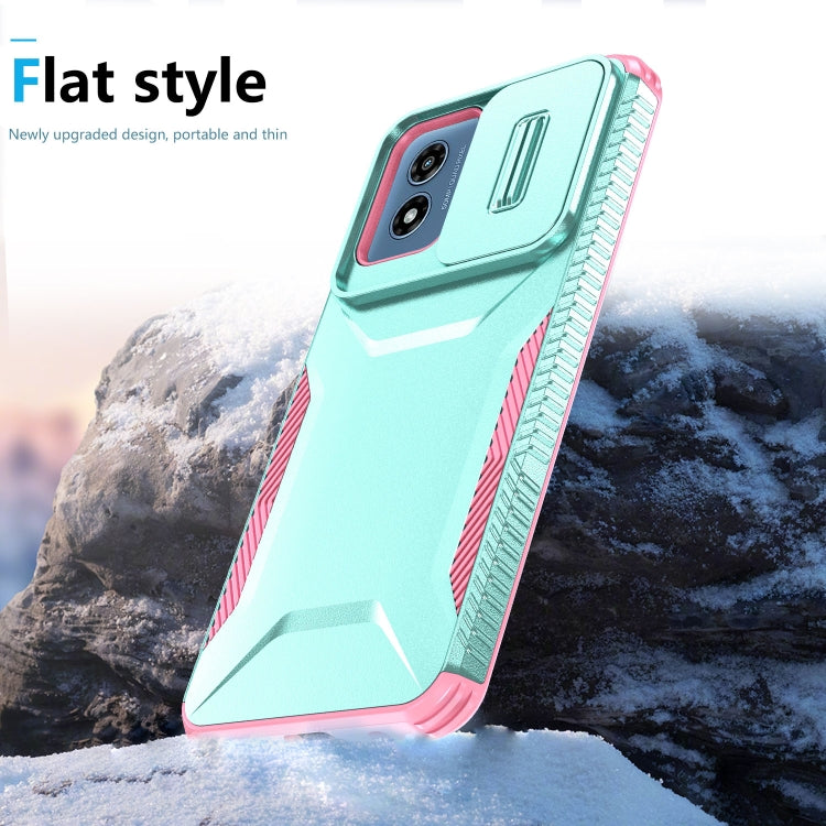 For Motorola Moto G Play 4G 2024 Sliding Camshield Phone Case(Grey Green + Pink) by buy2fix
