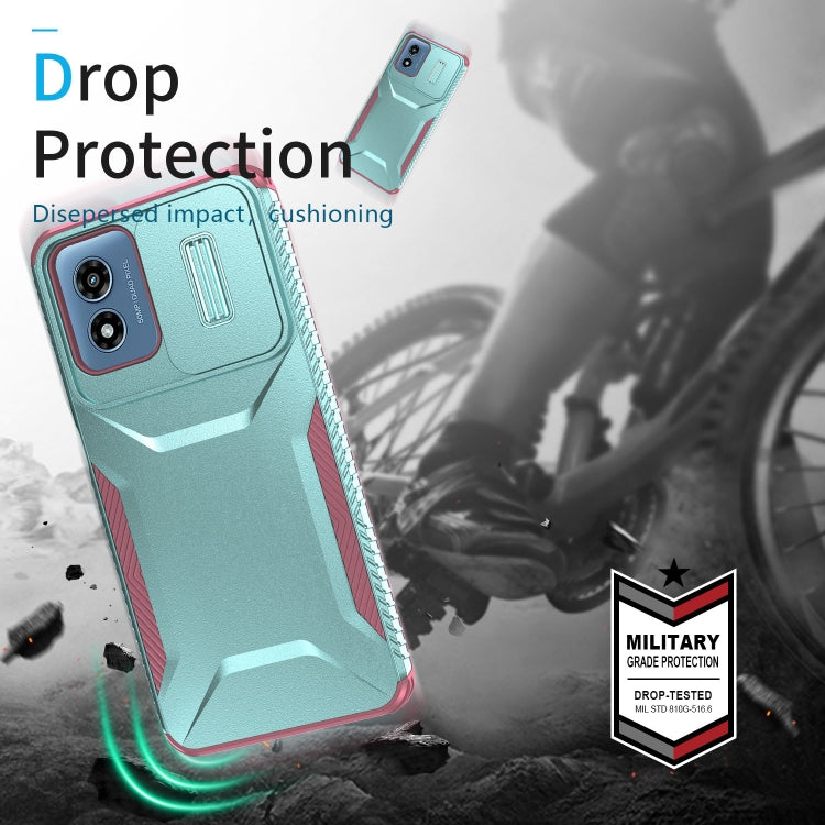 For Motorola Moto G Play 4G 2024 Sliding Camshield Phone Case(Grey Green + Pink) by buy2fix
