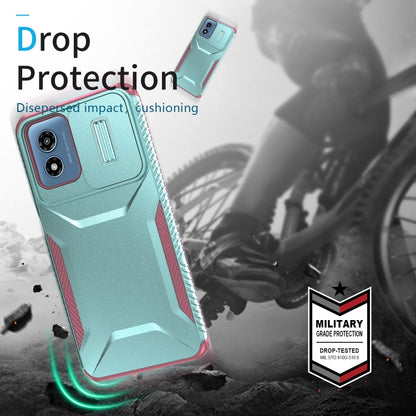 For Motorola Moto G Play 4G 2024 Sliding Camshield Phone Case(Grey Green + Pink) by buy2fix