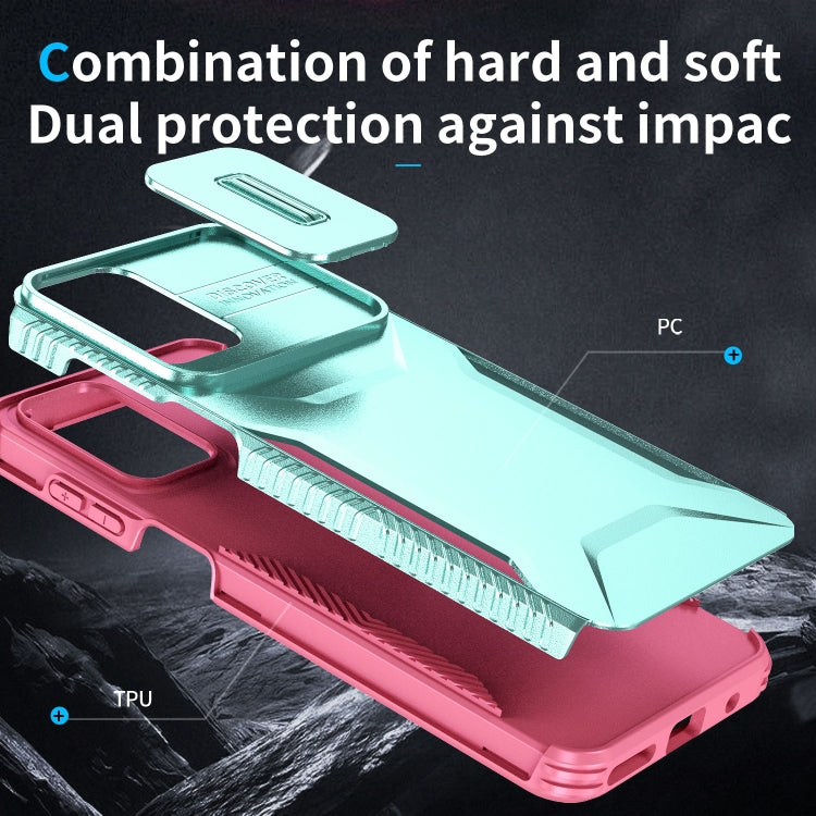 For Motorola Moto G Play 4G 2024 Sliding Camshield Phone Case(Grey Green + Pink) by buy2fix