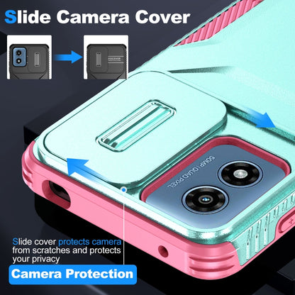 For Motorola Moto G Play 4G 2024 Sliding Camshield Phone Case(Grey Green + Pink) by buy2fix