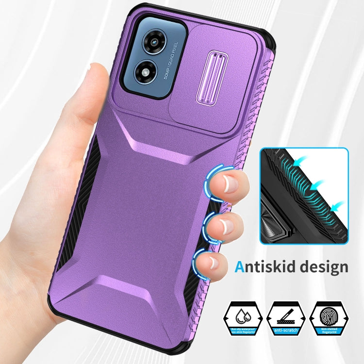 For Motorola Moto G Play 4G 2024 Sliding Camshield Phone Case(Purple) by buy2fix