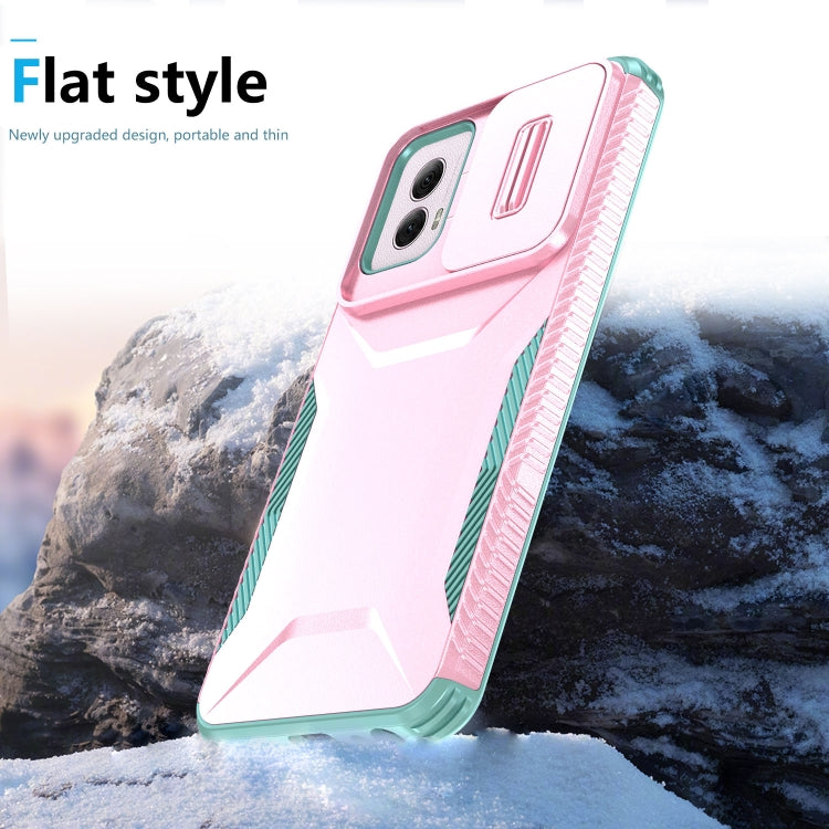 For Motorola Moto G Power 5G 2024 Sliding Camshield Phone Case(Pink + Grey Green) by buy2fix