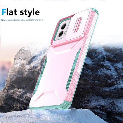 For Motorola Moto G Power 5G 2024 Sliding Camshield Phone Case(Pink + Grey Green) by buy2fix