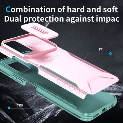 For Motorola Moto G Power 5G 2024 Sliding Camshield Phone Case(Pink + Grey Green) by buy2fix