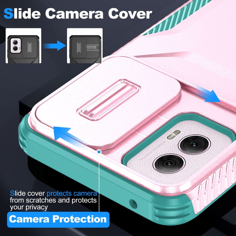 For Motorola Moto G Power 5G 2024 Sliding Camshield Phone Case(Pink + Grey Green) by buy2fix