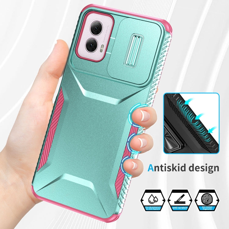 For Motorola Moto G Power 5G 2024 Sliding Camshield Phone Case(Grey Green + Pink) by buy2fix
