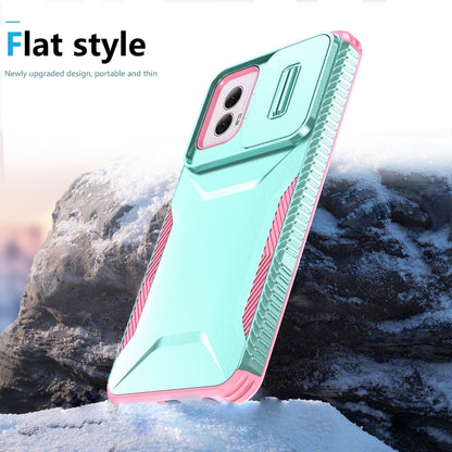 For Motorola Moto G Power 5G 2024 Sliding Camshield Phone Case(Grey Green + Pink) by buy2fix