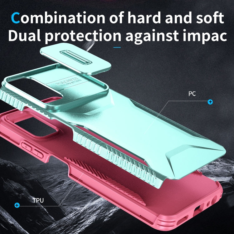 For Motorola Moto G Power 5G 2024 Sliding Camshield Phone Case(Grey Green + Pink) by buy2fix