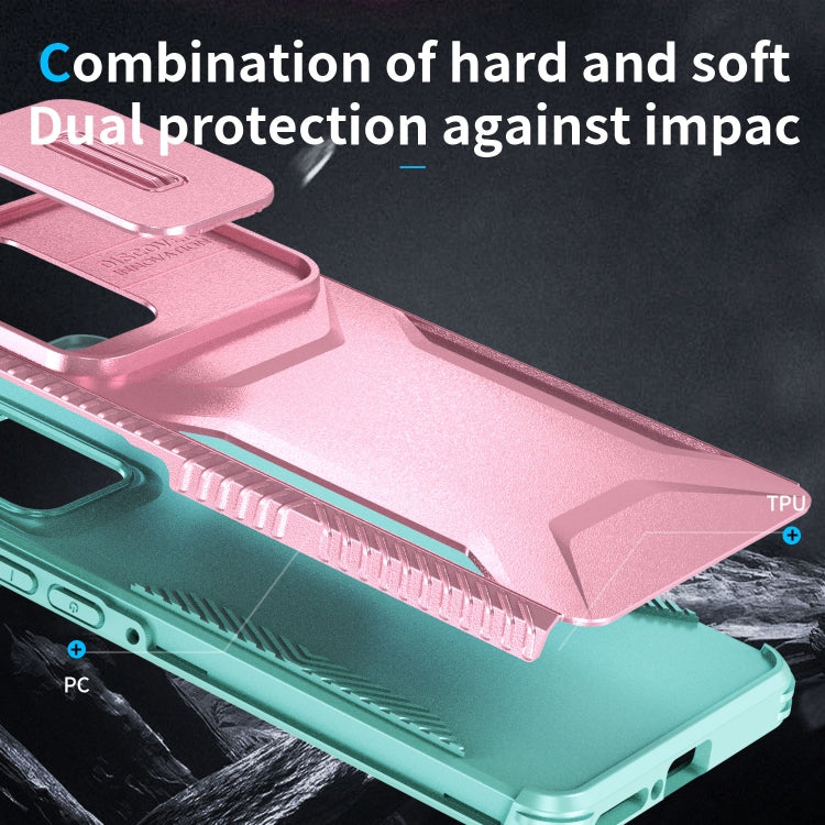 For Motorola Edge 5G 2024 Sliding Camshield Phone Case(Pink + Grey Green) by buy2fix