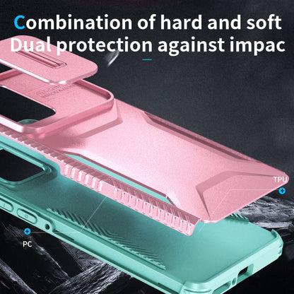 For Motorola Edge 5G 2024 Sliding Camshield Phone Case(Pink + Grey Green) by buy2fix