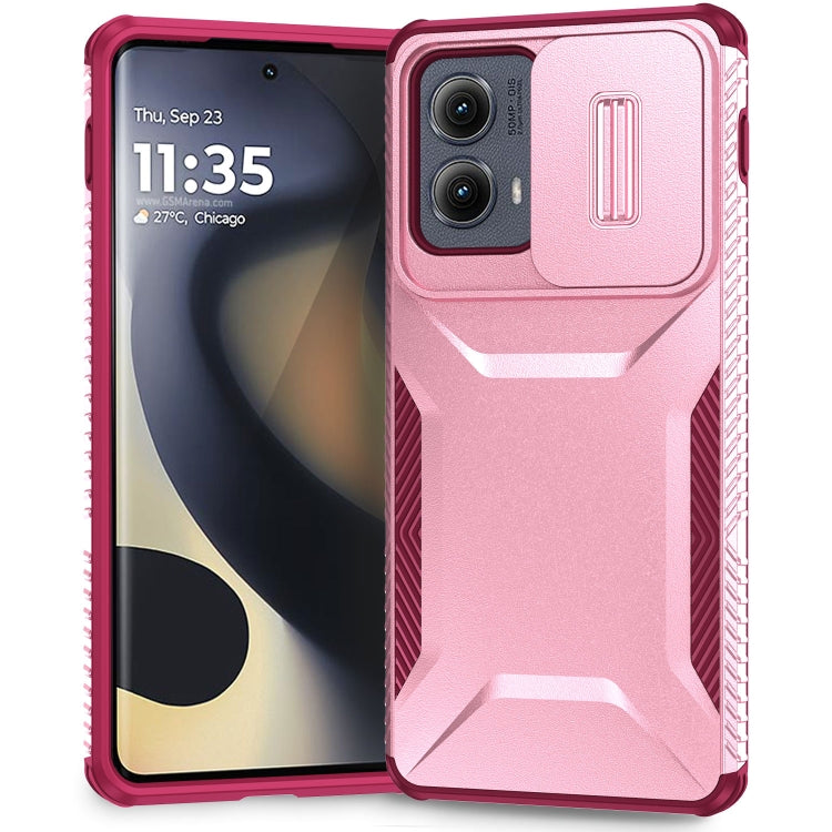 For Motorola Edge 5G 2024 Sliding Camshield Phone Case(Pink + Rose Red) by buy2fix