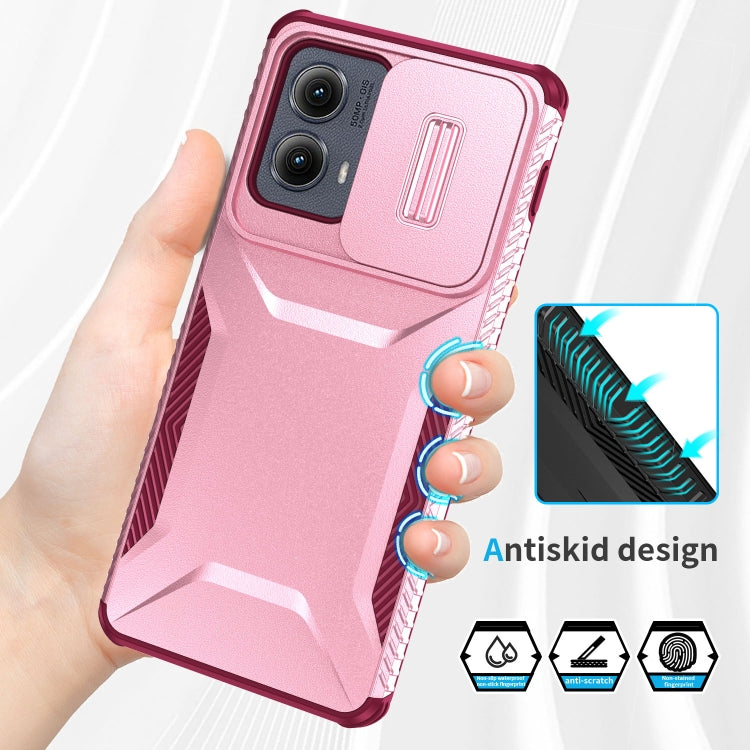 For Motorola Edge 5G 2024 Sliding Camshield Phone Case(Pink + Rose Red) by buy2fix