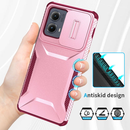 For Motorola Edge 5G 2024 Sliding Camshield Phone Case(Pink + Rose Red) by buy2fix