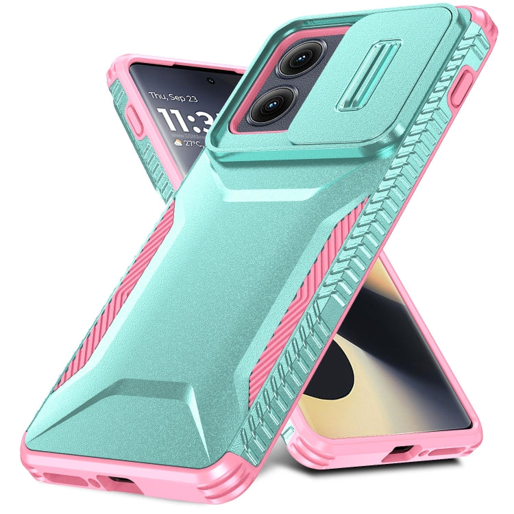 For Motorola Edge 5G 2024 Sliding Camshield Phone Case(Grey Green + Pink) by buy2fix