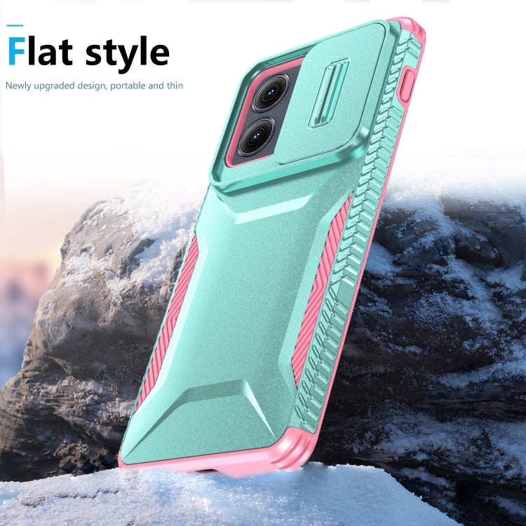 For Motorola Edge 5G 2024 Sliding Camshield Phone Case(Grey Green + Pink) by buy2fix