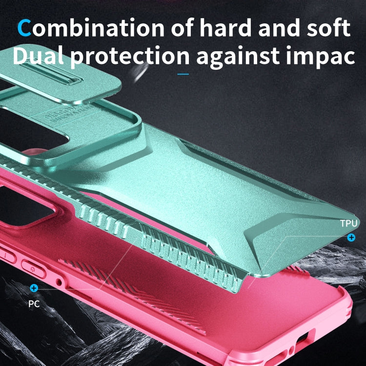 For Motorola Edge 5G 2024 Sliding Camshield Phone Case(Grey Green + Pink) by buy2fix