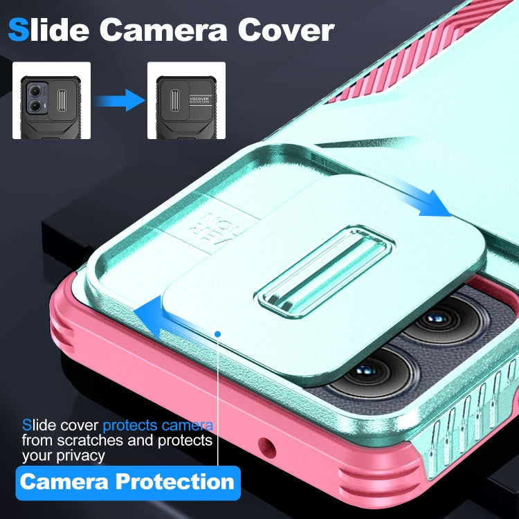 For Motorola Edge 5G 2024 Sliding Camshield Phone Case(Grey Green + Pink) by buy2fix