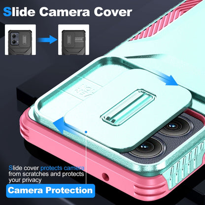For Motorola Edge 5G 2024 Sliding Camshield Phone Case(Grey Green + Pink) by buy2fix