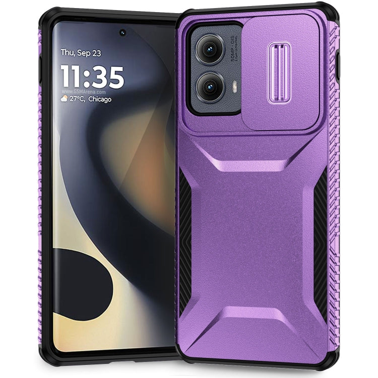 For Motorola Edge 5G 2024 Sliding Camshield Phone Case(Purple) by buy2fix