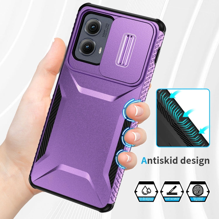 For Motorola Edge 5G 2024 Sliding Camshield Phone Case(Purple) by buy2fix