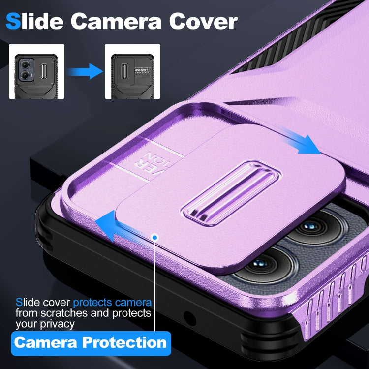 For Motorola Edge 5G 2024 Sliding Camshield Phone Case(Purple) by buy2fix