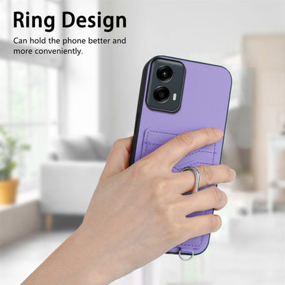 For Motorola Moto G Play 2024 5G R20 Crossbody Rope Ring Card Holder Phone Case(Purple) by buy2fix