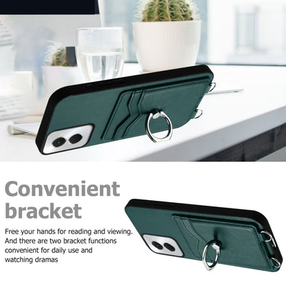 For Motorola Moto G Stylus 5G 2024 R20 Crossbody Rope Ring Card Holder Phone Case(Green) by buy2fix