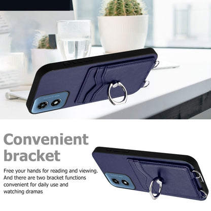 For Motorola Moto G Play 2024 4G R20 Crossbody Rope Ring Card Holder Phone Case(Blue) by buy2fix